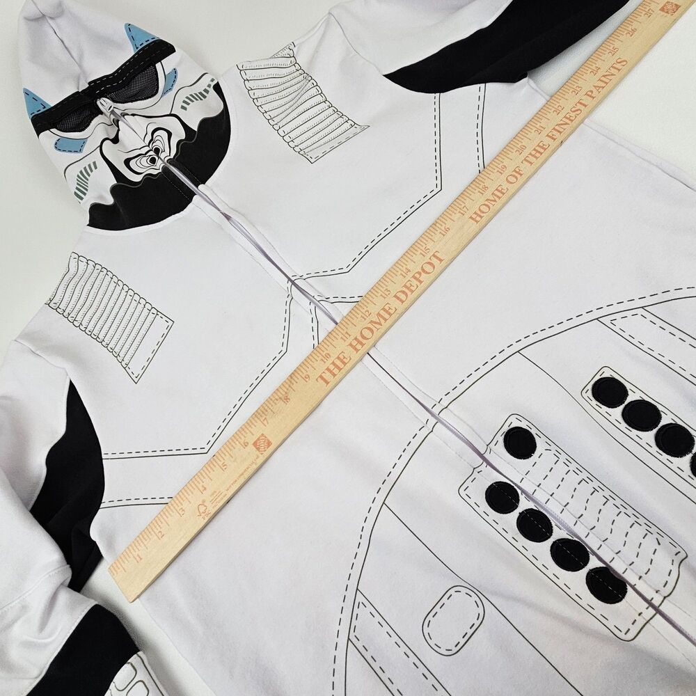 Star Wars Stormtrooper Costume Hoodie Men's XL Full Zip Helmet Hood White - Picture 3 of 13